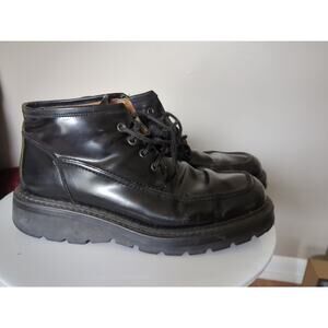 Hippopotamus Leather Shoes men's 10 Made In Italy Black Ankle Boots Shoes